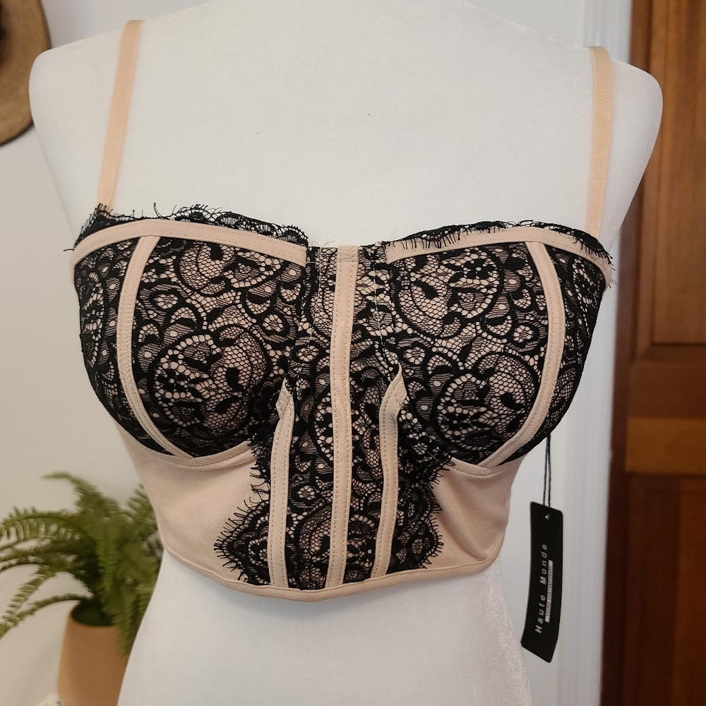 Pink and Black Crop Top